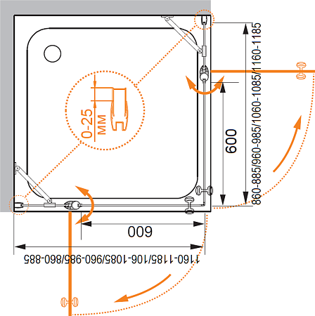 Душевой уголок Cezares TRIUMPH-D-AH-2-90/100-C-Cr стекло прозрачное
