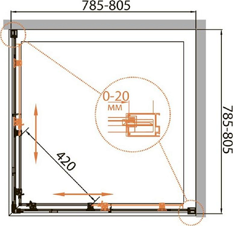 Душевой уголок Cezares RELAX-A-2-80-P-Bi стекло punto