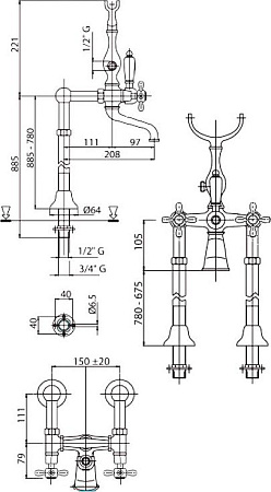 Смеситель Cezares Golf VDP 02 напольный