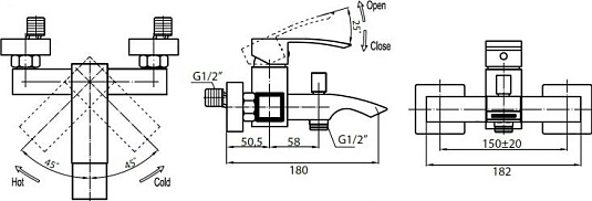 Смеситель Cezares Quattro C VD-01 для ванны с душем