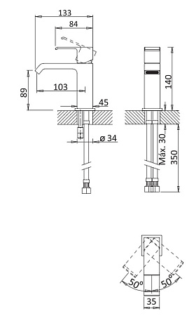 Смеситель для раковины Cezares PORTA-LS1-NOP, черный