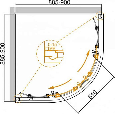 Душевой уголок Cezares GIUBILEO-R-2-90-SCORREVOLE-CP-St