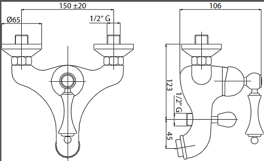 Смеситель для ванны и душа Cezares MARGOT-VM-03/24-N, золото