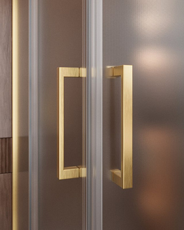 Душевой уголок Cezares Molveno 110х90 MOLVENO-AH-21-90+20-P-BORO профиль брашированное золото, стекло рифленое