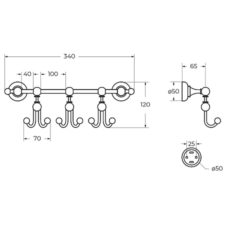 Крючок Cezares Aphrodite APHRODITE-THK-02-M, бронза