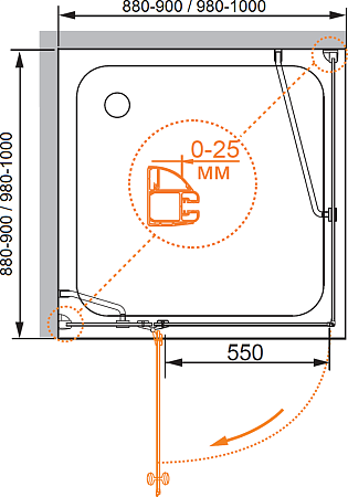 Душевой уголок Cezares VERONA-W-A-1-100-P-Cr-L стекло punto