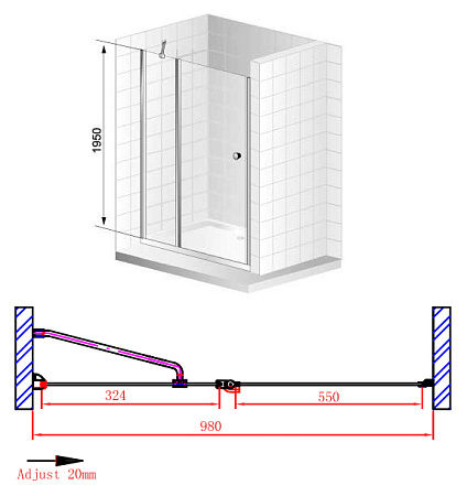 Душевая дверь в нишу Cezares Elena W B12 100 C Cr