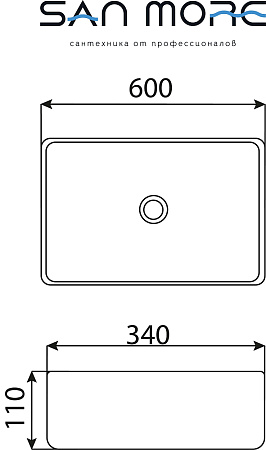 Раковина накладная San More Milonia SMS971902 60 см, белый