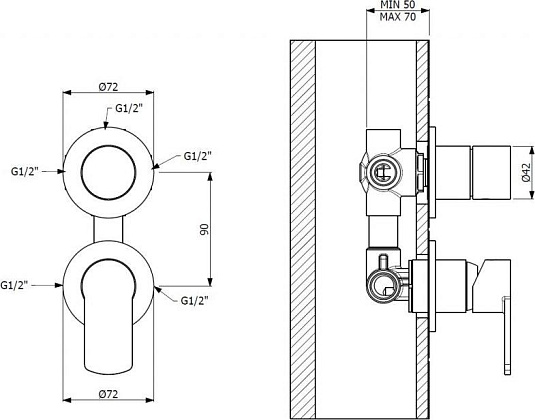 Смеситель для душа Cezares GLAM-VDIM4-01, хром