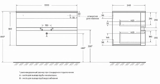 Тумба под раковину Cezares  55525 белый