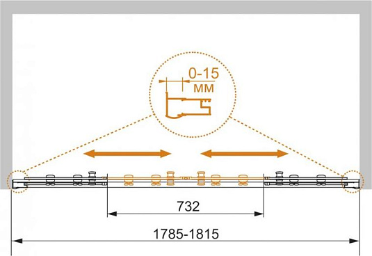 Душевая дверь в нишу Cezares PRATICO-BF-2-180-C-Cr стекло прозрачное