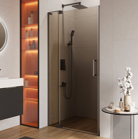 Дверь душевая Cezares Slider 90 SLIDER-B-1-90/100-BR-GM профиль оружейная сталь, стекло тонированное