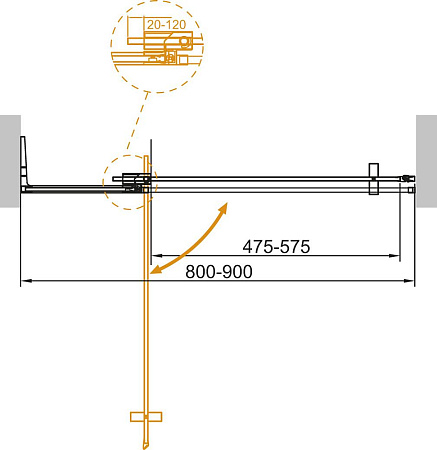 Душевая дверь в нишу Cezares SLIDER-B-1-80/90-C-NERO стекло прозрачное