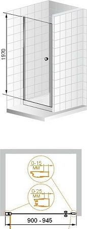 Душевая дверь в нишу 90 см Cezares TRIUMPH-B-1-90-C-Cr, стекло прозрачное