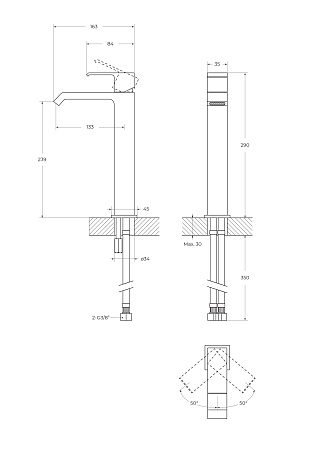 Смеситель для раковины Cezares Porta PORTA-LC-SS sunset