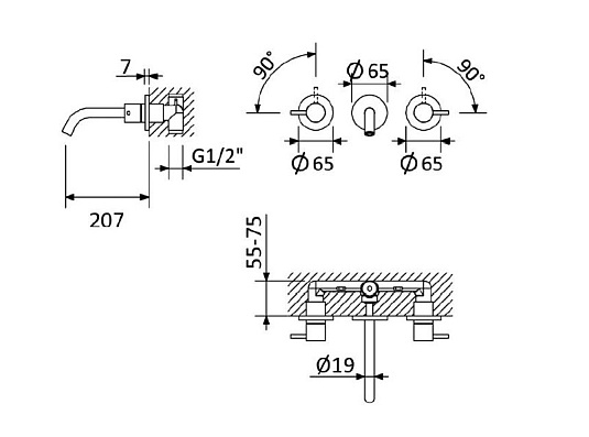 Смеситель для раковины Cezares Leaf LEAF-BLI3L-20-L-SR sunrise