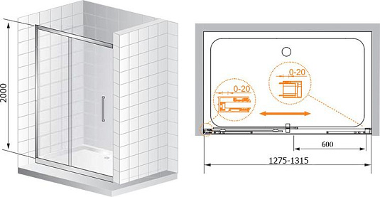 Душевая дверь в нишу Cezares Premier Soft W BF1 130 C Cr IV