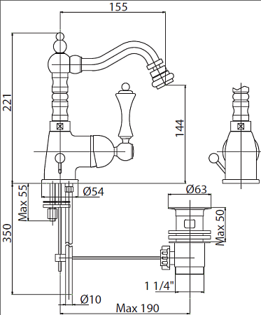 Смеситель для биде Cezares MARGOT-BSM2-02-Bi/A, бронза