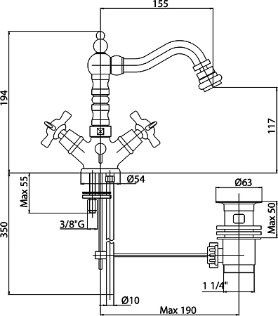 Смеситель Cezares Lord LORD-BS2-01 для биде