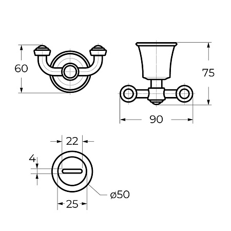 Крючок для ванной Cezares Liberty CZR-F-8988-BORO1 брашированное золото