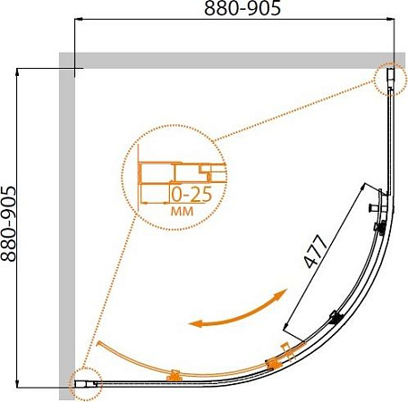 Душевой уголок Cezares Molveno-R-1-90-C-Cr-IV