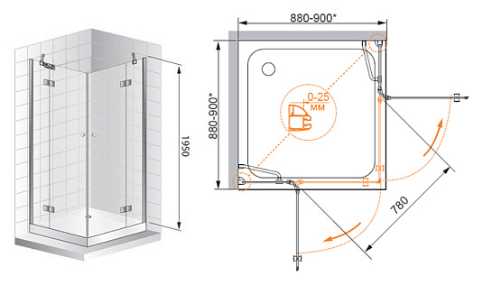 Душевой уголок Cezares Verona A2 100 P Cr