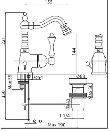 Смеситель для биде Cezares Margot MARGOT-BSM2-01-M хром