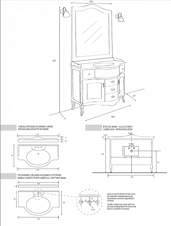 Зеркало 98 см Cezares Rubino RU04.02 ciliegio anticato