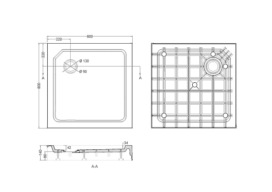 Душевой поддон Cezares 80х80 TRAY-SMC-A-80-550-150-W белый
