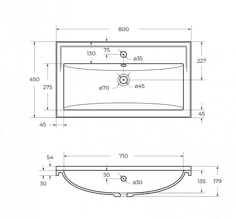 Раковина накладная Cezares CZR-800/450-LV-MR-FS белый