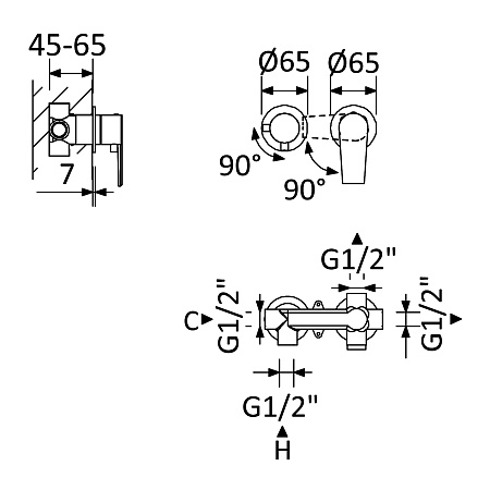 Смеситель для душа Cezares Nautic NAUTIC-VDIM2-M-NOP черный матовый